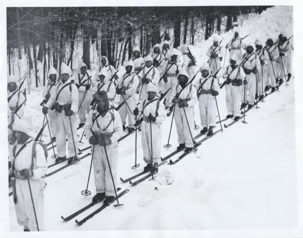 Soldiers of the 28th Infantry Regiment during the 1940 Pine Camp, New York, manuevers. Courtesy Doug Schmidt/National Association of the 10th Mountain Division, Inc. Soldiers of the 28th Infantry Regiment during the 1940 Pine Camp, New York, manuevers. Courtesy Doug Schmidt/National Association of the 10th Mountain Division, Inc.
