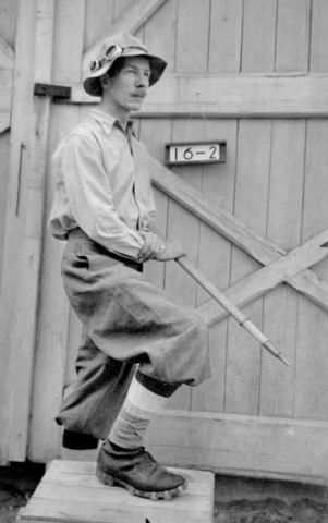 Walter Abbott Wood Jr. (1907-1993) was a geographer and explorer who played a prominent role in the 10th Mountain Division’s development. As his friend and fellow American Alpine Club member Bob Bates wrote, “In December, 1940, the American Alpine Club established a Defense Committee with Walter as chairman. The following summer, he led an expedition to the St. Elias Mountains that, among other activities, tested mountain clothing and equipment for the U.S. Army. In 1942, he was commissioned in the U.S. Army Specialist Corps. That year, he had already been a member of the Alaskan Test Expedition, which made the third ascent of McKinley while testing proposed Army items of mountain and cold-weather equipment. He was in charge of air dropping for the expedition and stationed in Anchorage, though he would have much preferred being on the mountain itself. Eventually, he served as military attaché in the American Embassy in Ottawa, Canada, where he had much to do with the organization of Operation Muskox, a winter test of American and Canadian over-snow equipment. Shortly afterward, he retired from the Army with the rank of colonel.” Wood was part of the first graduating class of the American Geographical Society's School of Surveying in 1932. According to his obituary in the New York Times, “His first expedition in 1929 took him on a mapping mission in the Himalayas on the Kashmir-Tibet border. Besides his outings to the Yukon, his destinations in the 1930's included Panama, Guatemala, Mexico and Greenland. In 1937, he led ascents of Shiva Temple and Wotans Throne for a scientific survey of those Arizona mesas.”