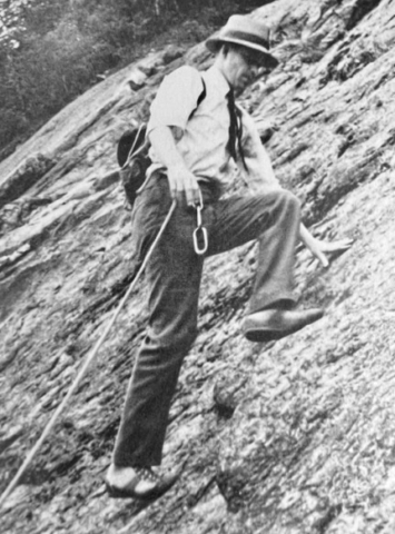 Kenneth Atwood Henderson (1907-2001) was a world-class climber, explorer, and film-maker who helped push the standards of American mountaineering in the 1920s and 1930s. After cutting his teeth on climbs in the Alps, he returned to the US with the knowledge and equipment necessary to take on pioneering ascents in his native country. In an era when every mountain outing was an adventure, he pushed the boundaries of the possible, establishing routes such as his 1929 ascent of the Grand Teton’s East Ridge, with Robert Underhill, that were longer, bolder and more technically difficult than anything previously done on American soil.    In addition to his alpine talents, Henderson documented his climbs with films, edited the Appalachian Mountain Club’s Appalachia, and wrote the first guidebook to the Wind River Range. As an officer of the American Alpine Club, he developed the first guide certification process in the US as well as distress signals climbers could use to call for help—and, as a member of its National Defence Committee, he wrote the vast majority of The Handbook of American Mountaineering by himself, unpaid, in under a year, providing the Army with an instructional manual with which to train its troops. The book, the publication of which was expedited by the AAC to assist with the war effort, also provided the country’s mountaineers with its first distinctly American instructional manual on how to climb in the mountains.